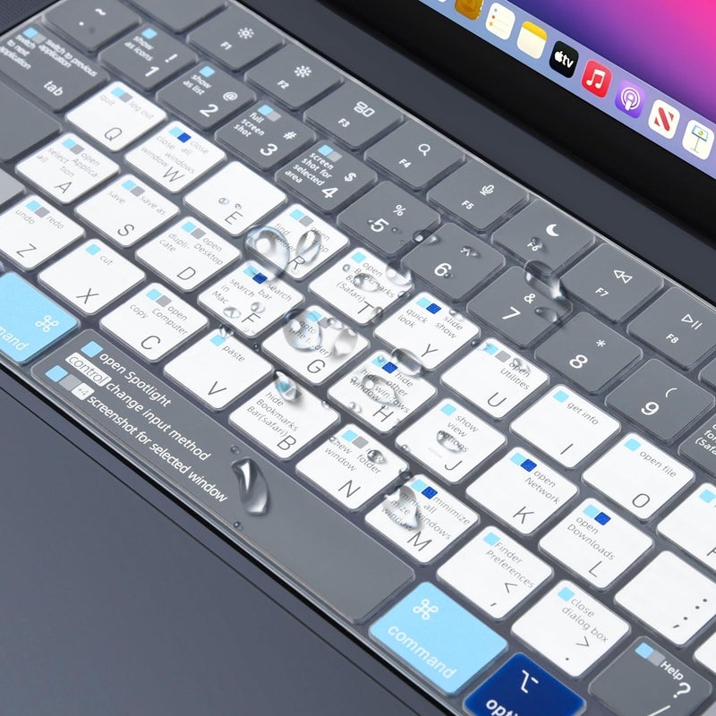 imComor MacBook Shortcuts Keyboard Cover Skin for MacBook Pro 14" 16" M5/M4/M3/M2/M1, 2025-2022 MacBook Air 15.3" M4 M3 M2 A3241 A3114 A2941/ Air 13.6" M4 M3 M2 A3240 A3113 A2681 Hot Keys Keyboard Protector - Image 4